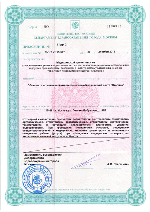 Приложение № 4 (стр. 2) к Лицензии № ЛО-77-01-013697 от 23.12.16